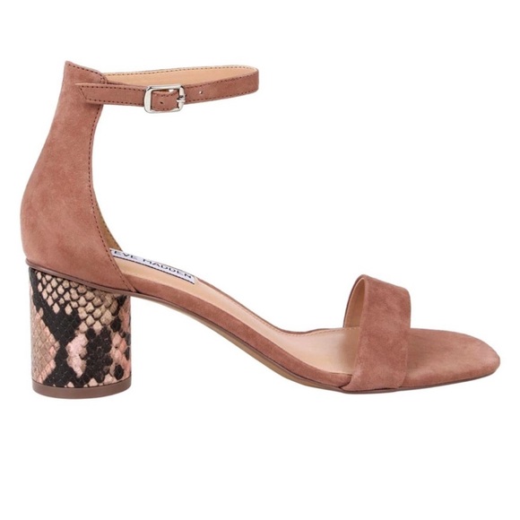 New! Rare STEVE MADDEN Regard Suede Block Animal Print Heel Strappy Sandals - Picture 1 of 12
